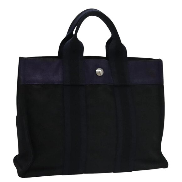HERMES Fourre Tout PM Tote Bag Canvas Black Navy Auth - Picture 11 of 16